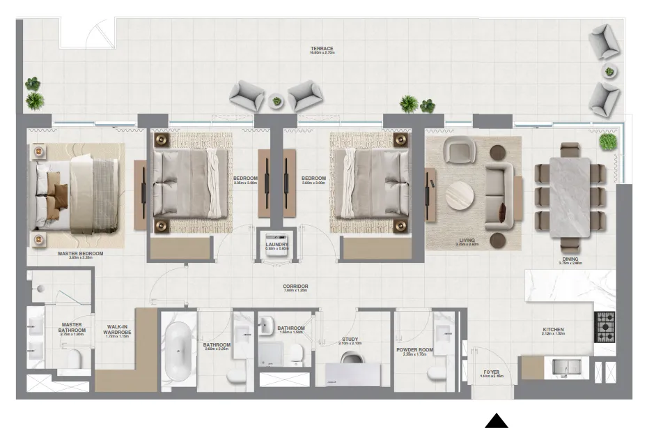 3 bedrooms floor plan