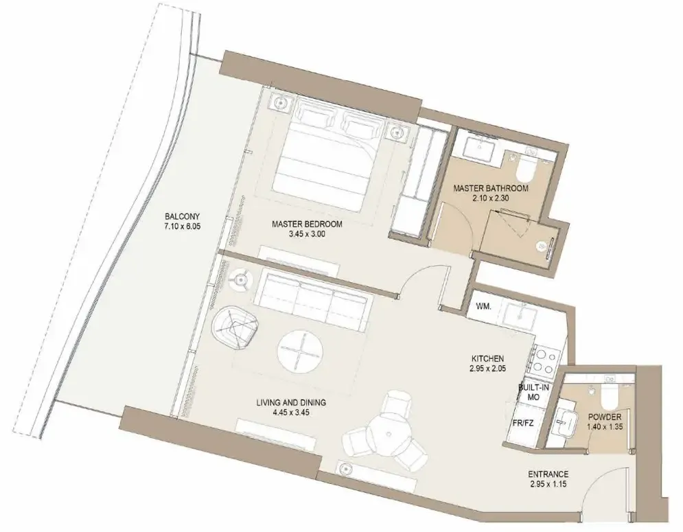 One Development Laguna Residence 1BR floor plan