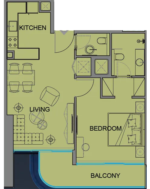 1 bedroom floor plan