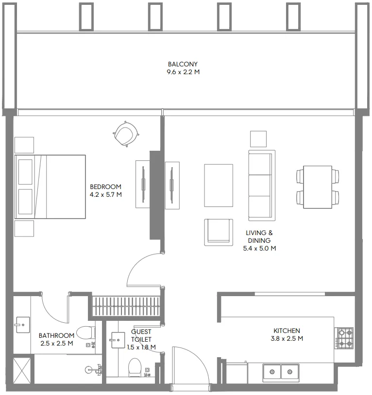1 bedroom floor plan
