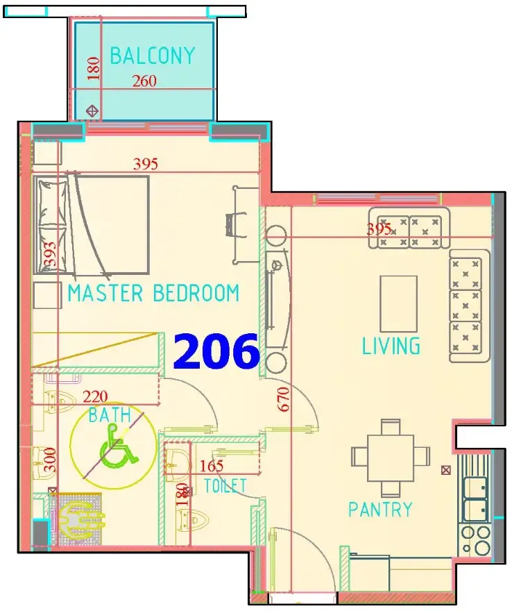 1 bedroom floor plan