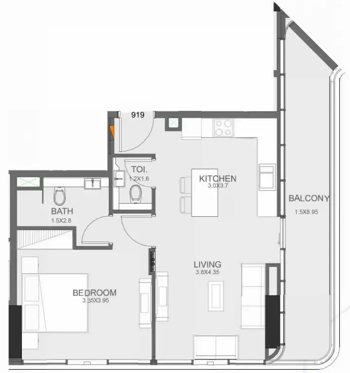 Floarea Oasis — 1 Bedroom floor plan