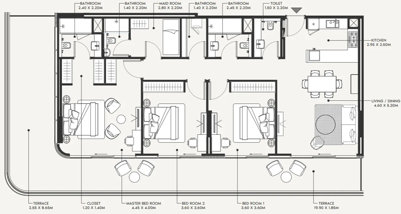 3 bedrooms floor plan