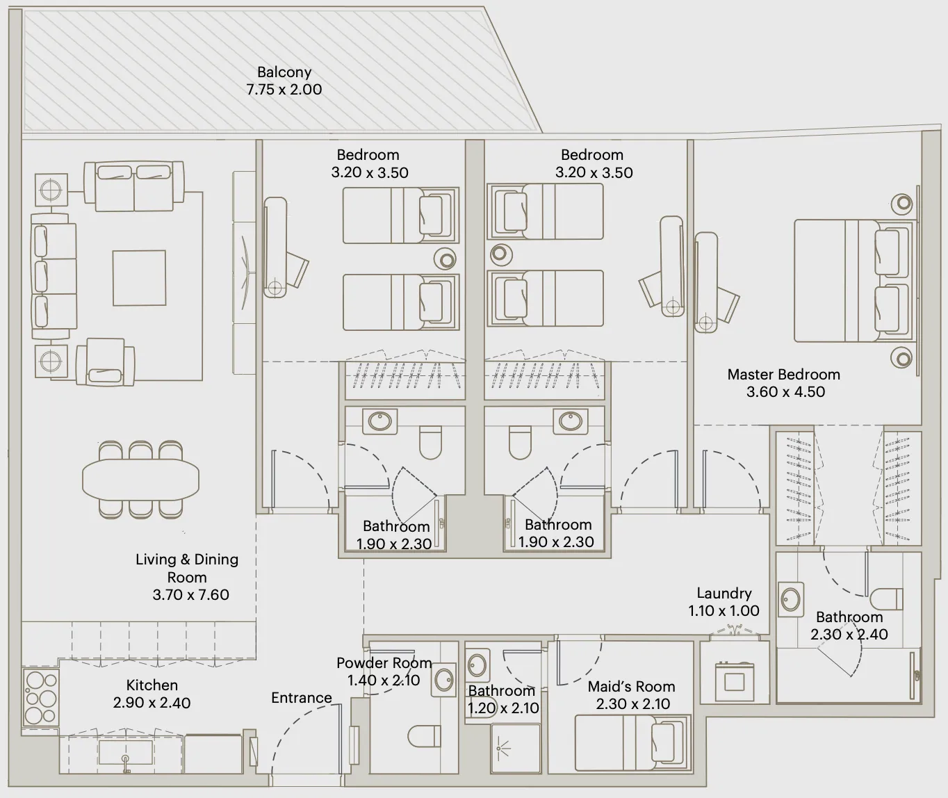 Deyaar Eleve 3BR floor plan