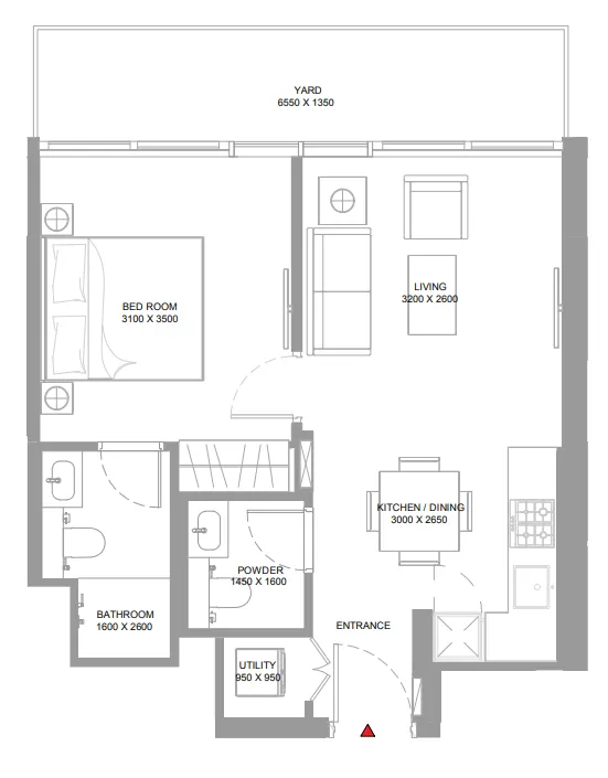 1 bedroom floor plan