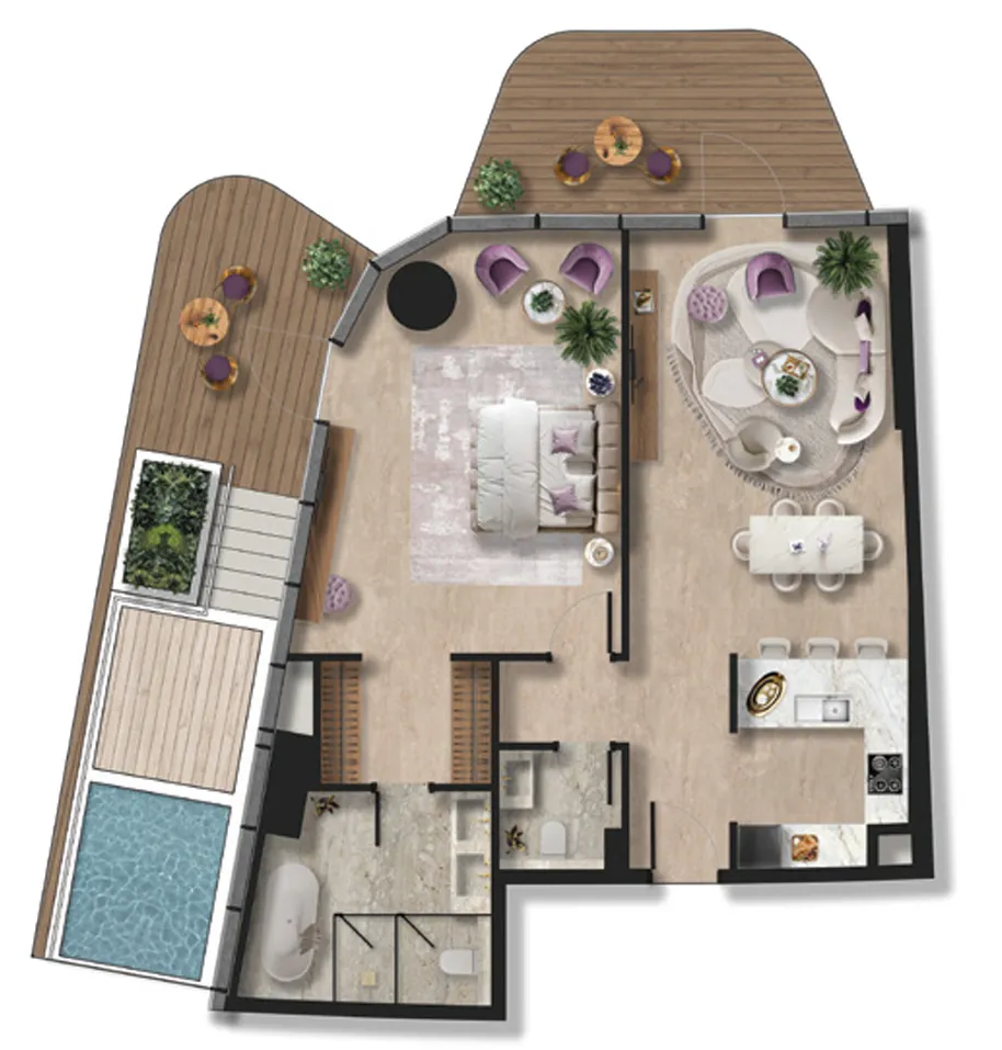 BNW Developments Taj Wellington Mews 1BR floor plan