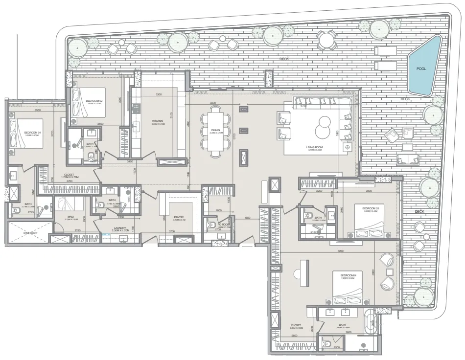 4 bedrooms floor plan