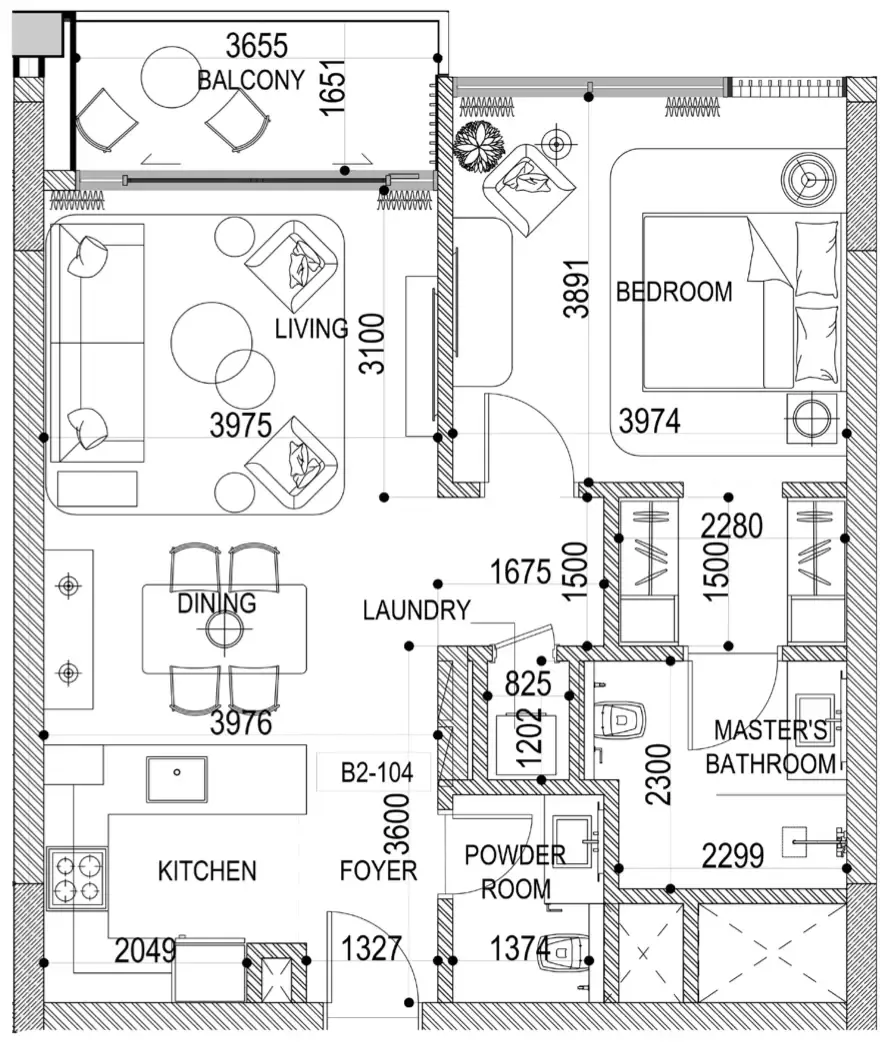 1 bedroom floor plan