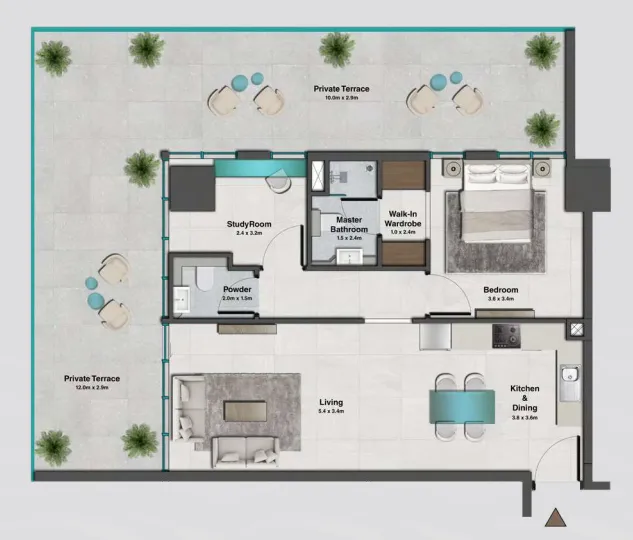 1 bedroom floor plan