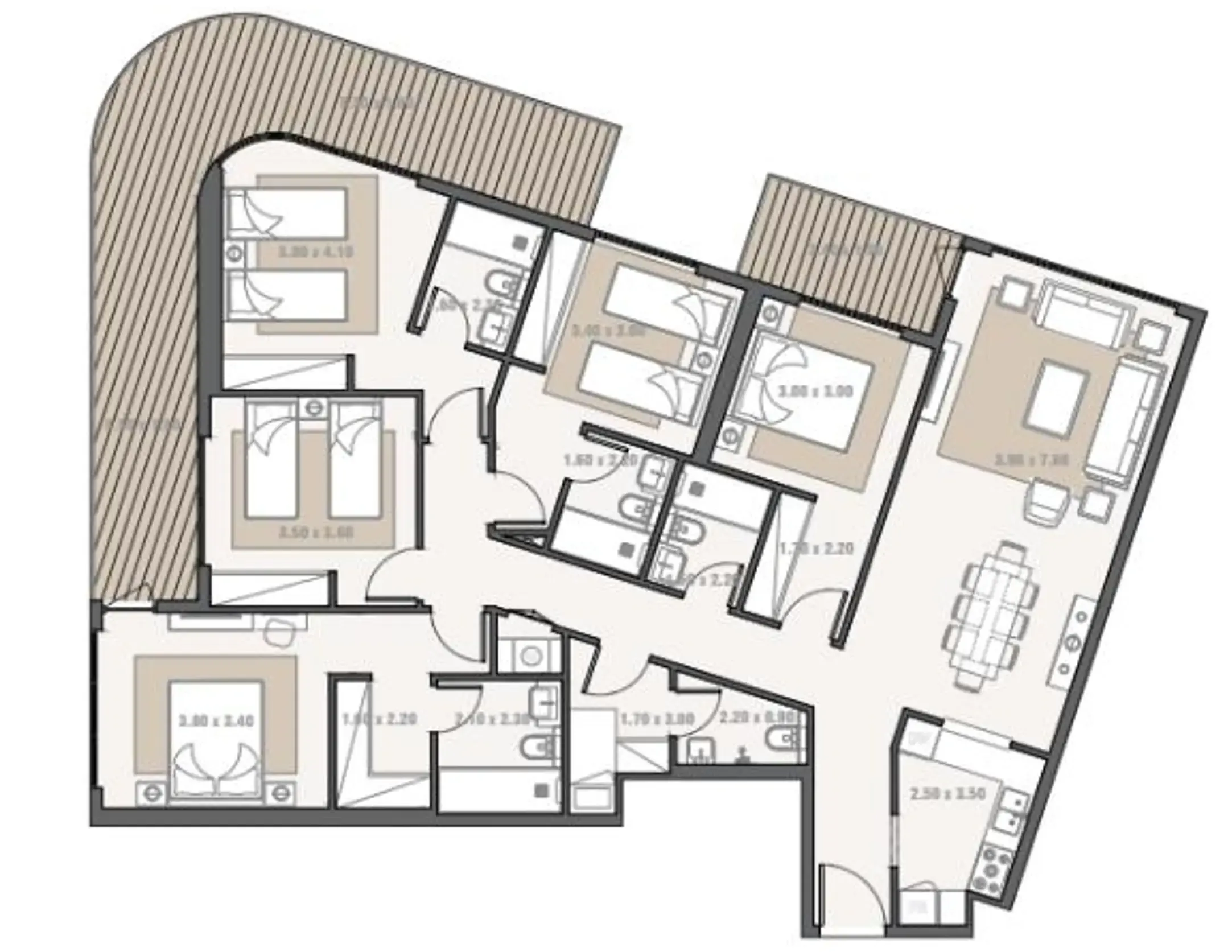 5 bedrooms floor plan