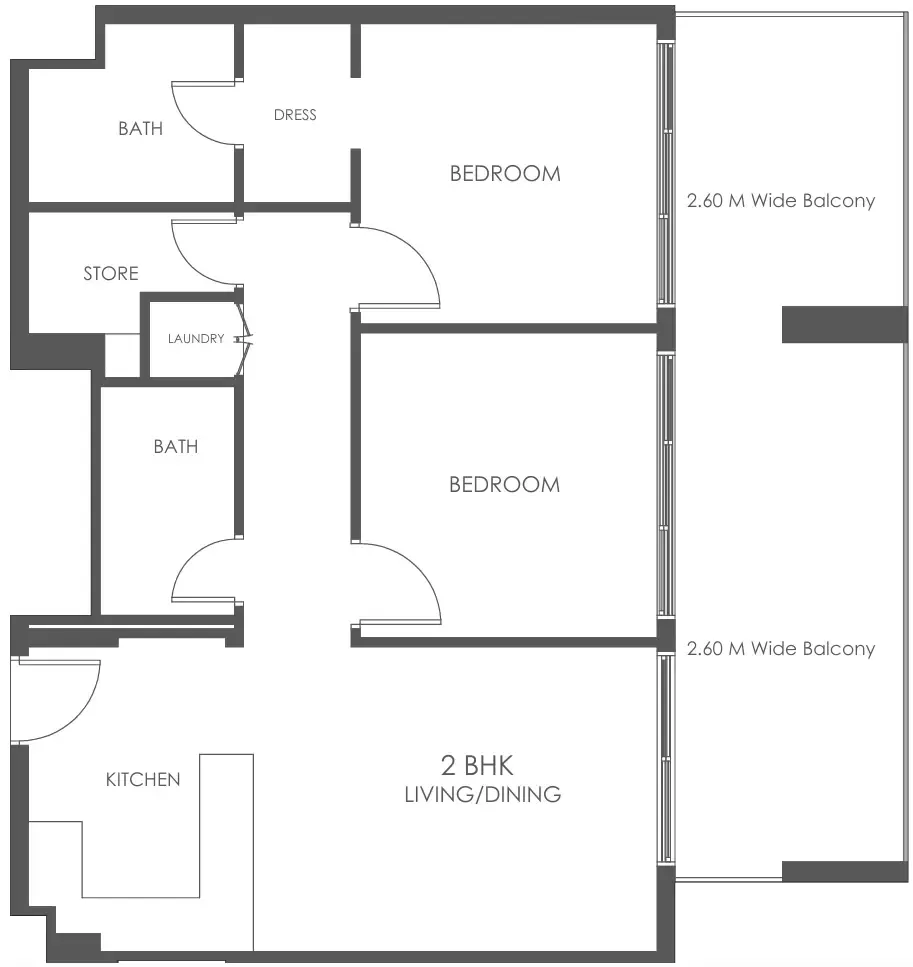 2 bedrooms floor plan