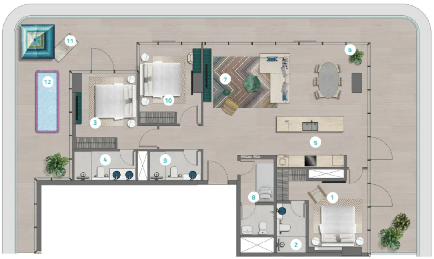 Durar Group Trio Isle 3BR floor plan