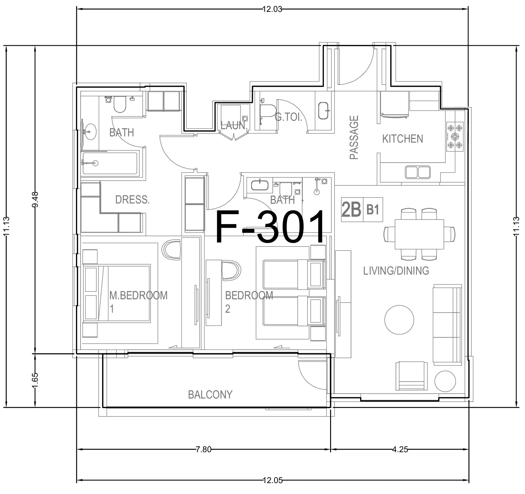 2 bed