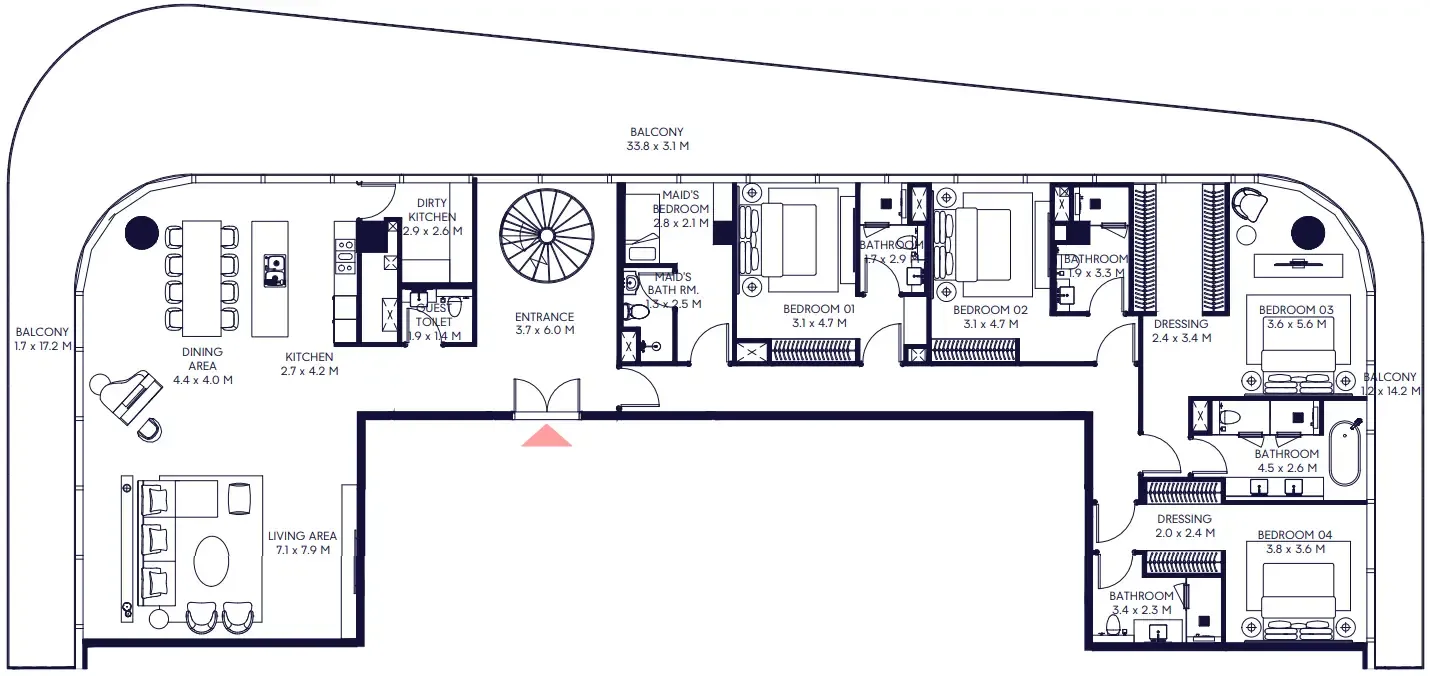 Arada Inaura Hotels & Residences Downtown 5BR floor plan