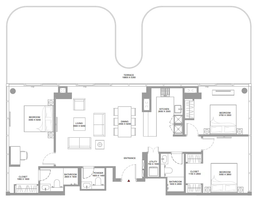 3 bedrooms floor plan