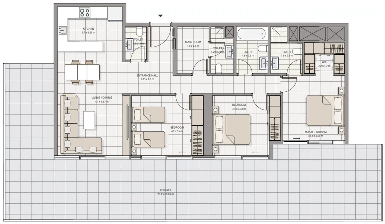 3 bedrooms floor plan