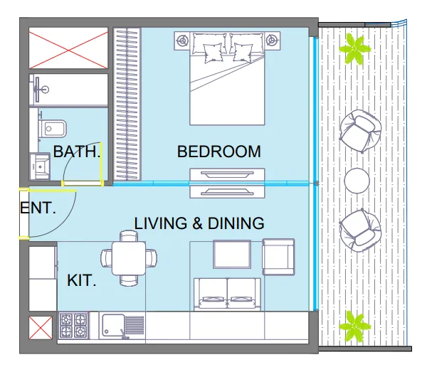 1 bedroom floor plan