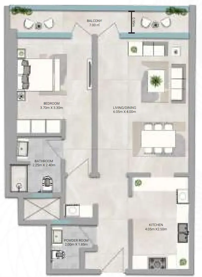 1 bedroom floor plan