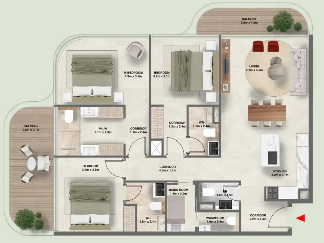 3 bedrooms floor plan