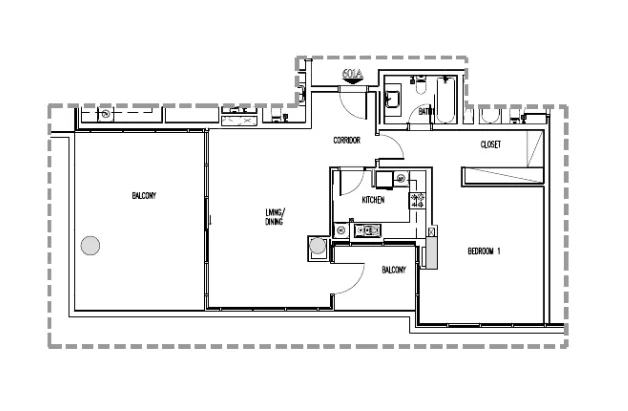 1 bedroom floor plan
