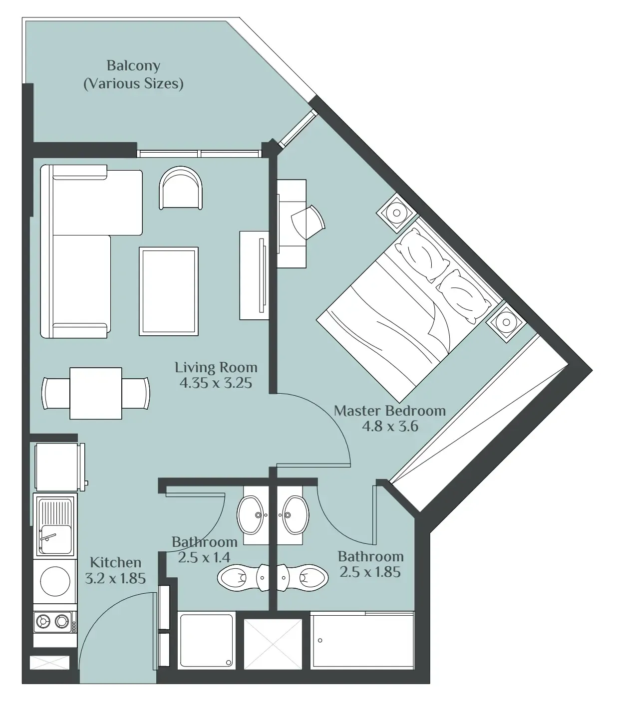 1 bed