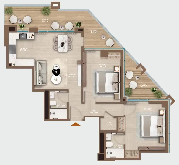 HRE Development Celeste by HRE 2BR floor plan