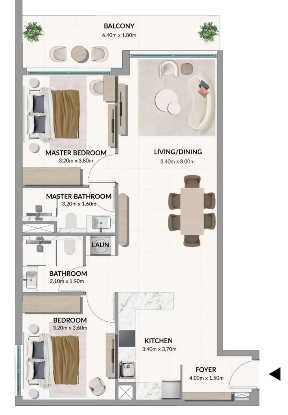 AMIS Development Woodland Terraces 2BR floor plan