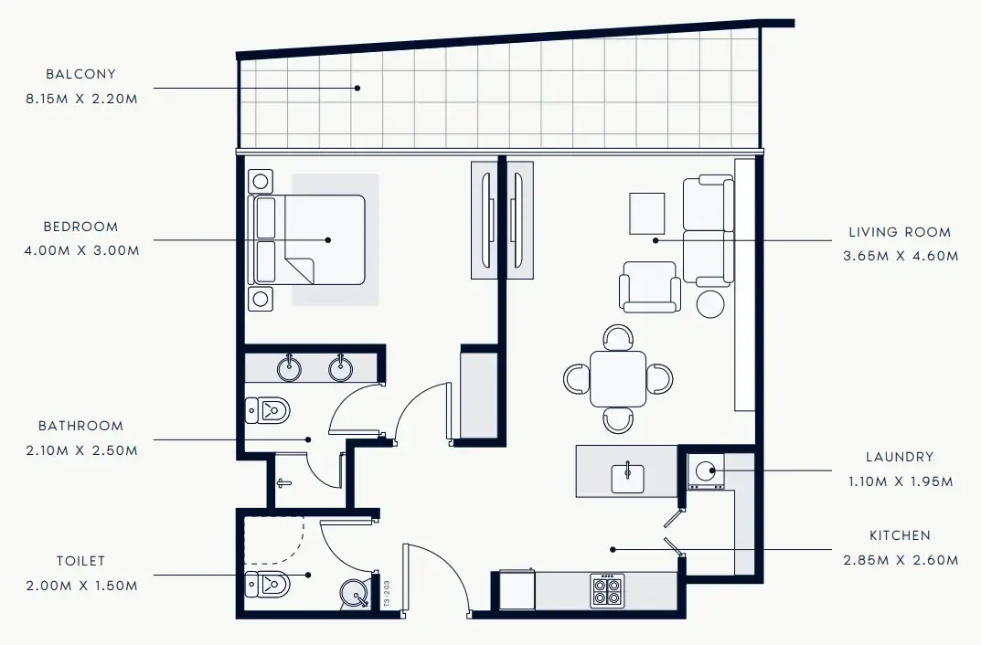 1 bedroom floor plan