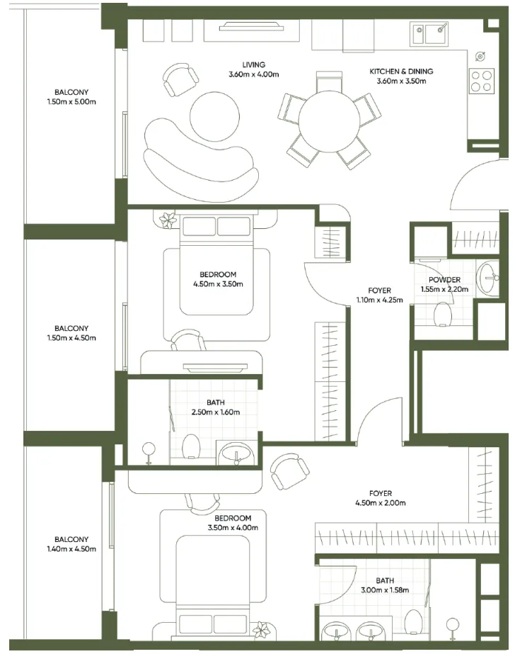 Segrex Development Olivia Gardens 2BR floor plan