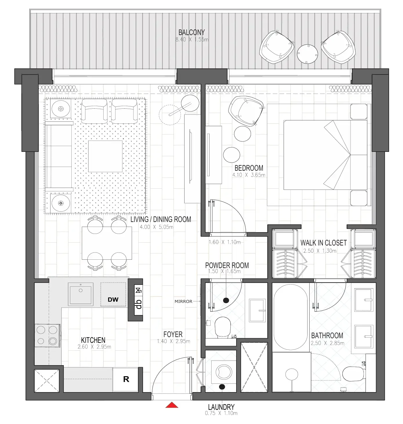 1 bedroom floor plan
