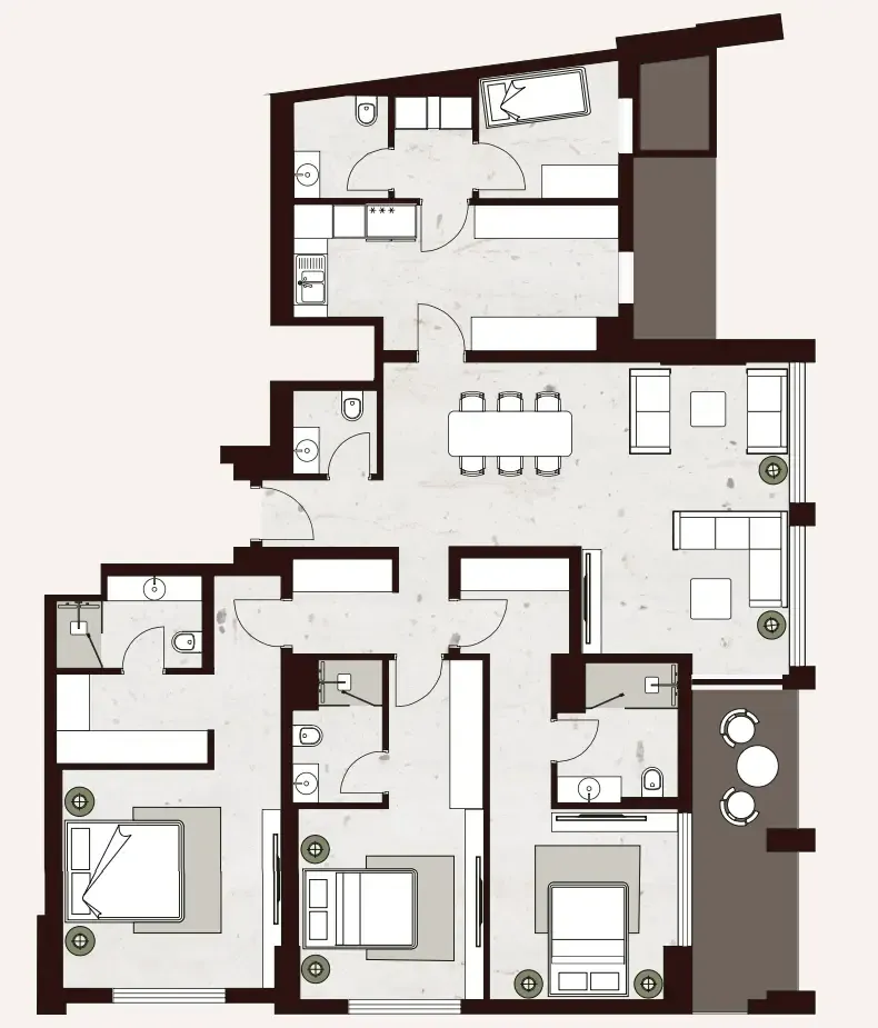 3 bedrooms floor plan