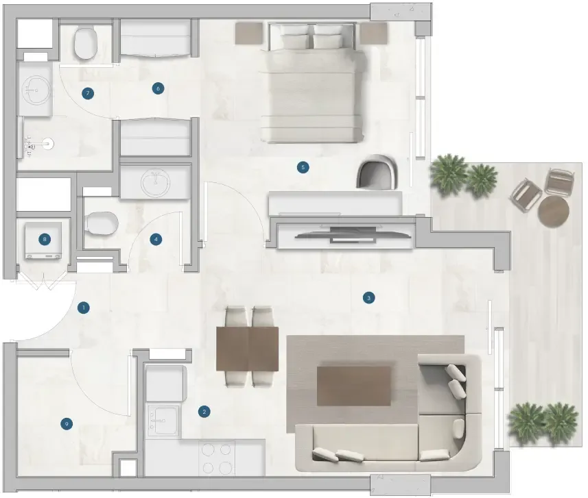 1 bed