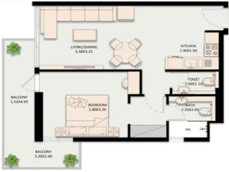 1 bed