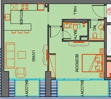 1 bedroom floor plan