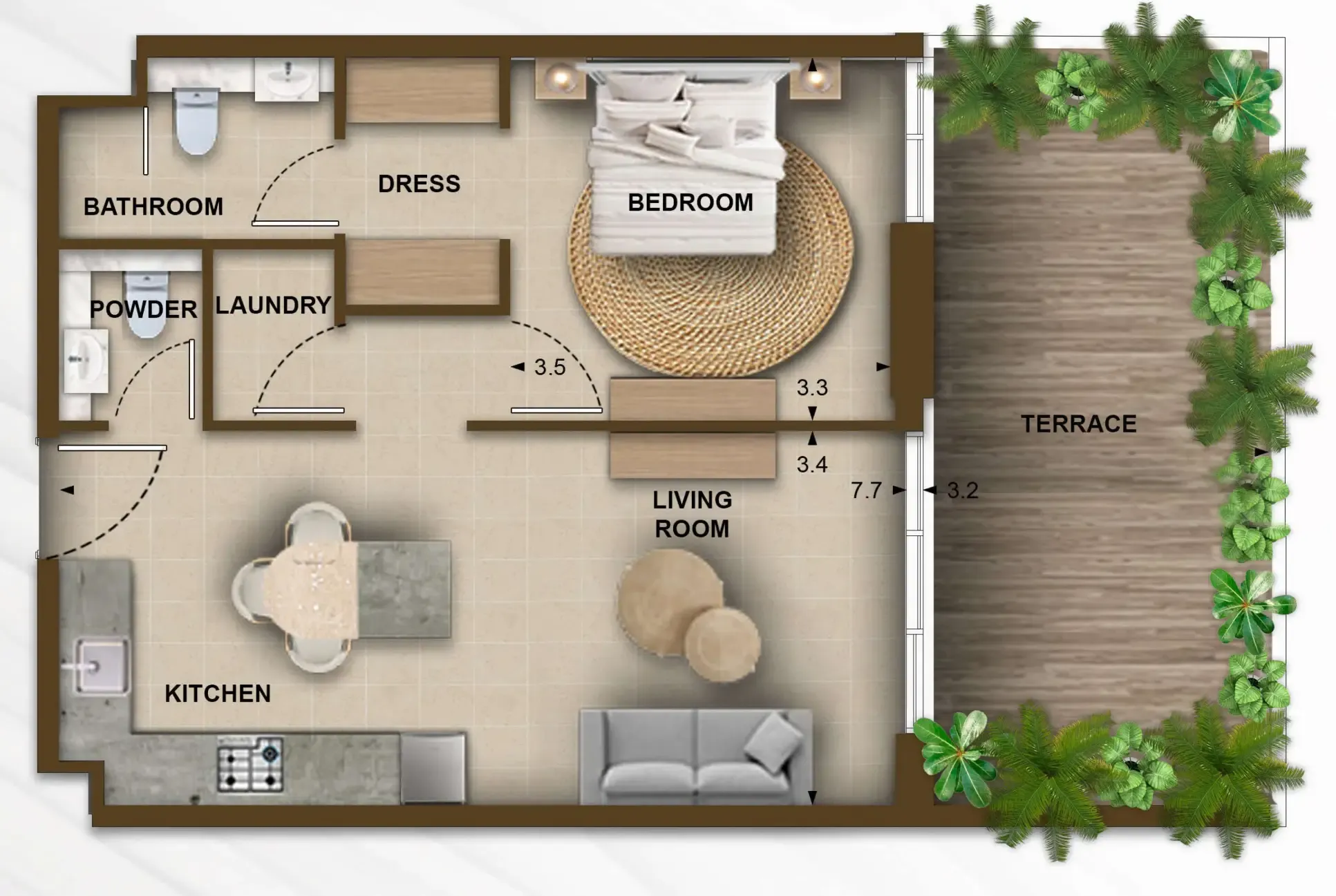 1 bed