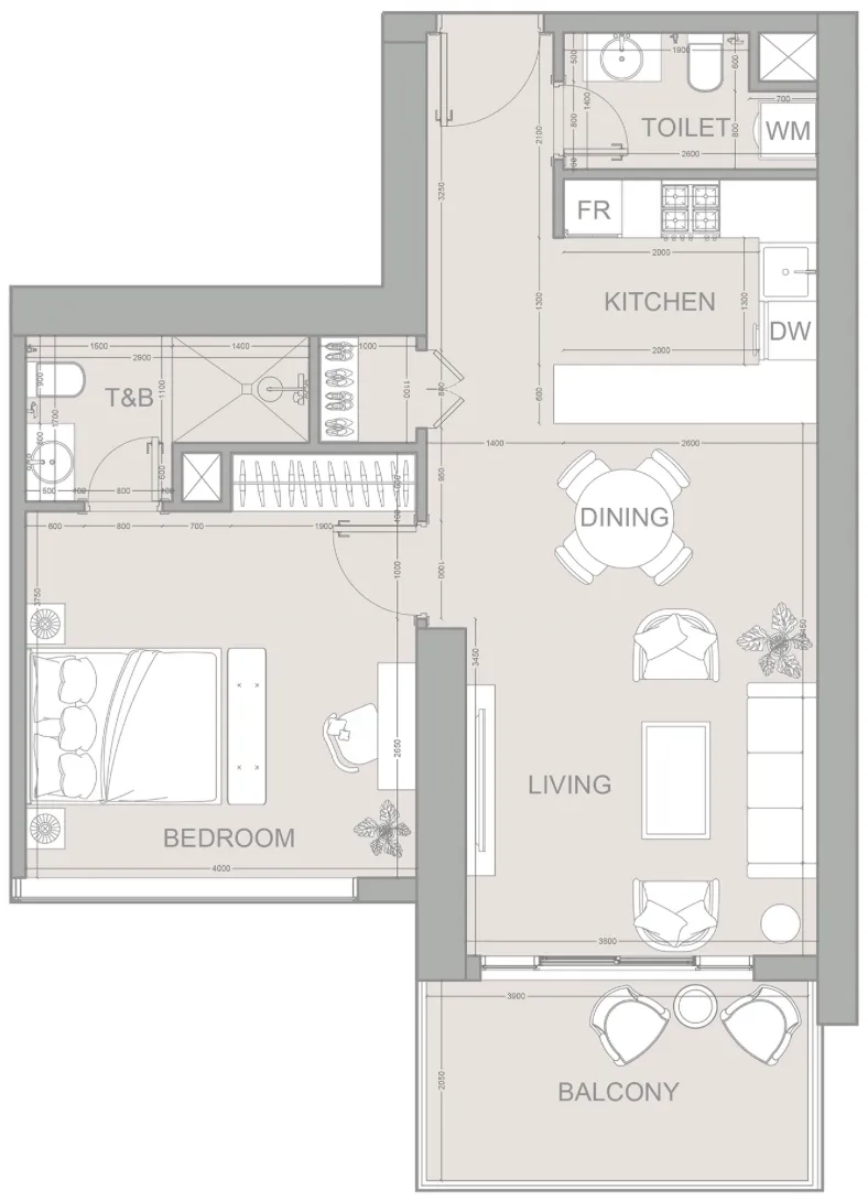 Object 1 AUREL1A Residence 1BR floor plan