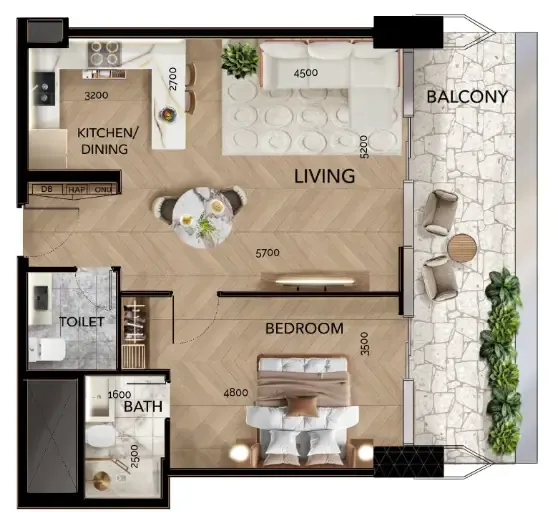 1 bed