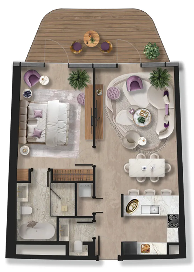 BNW Developments Taj Wellington Mews 1BR floor plan