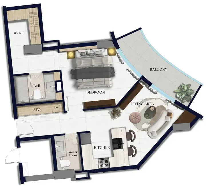 1 bedroom floor plan