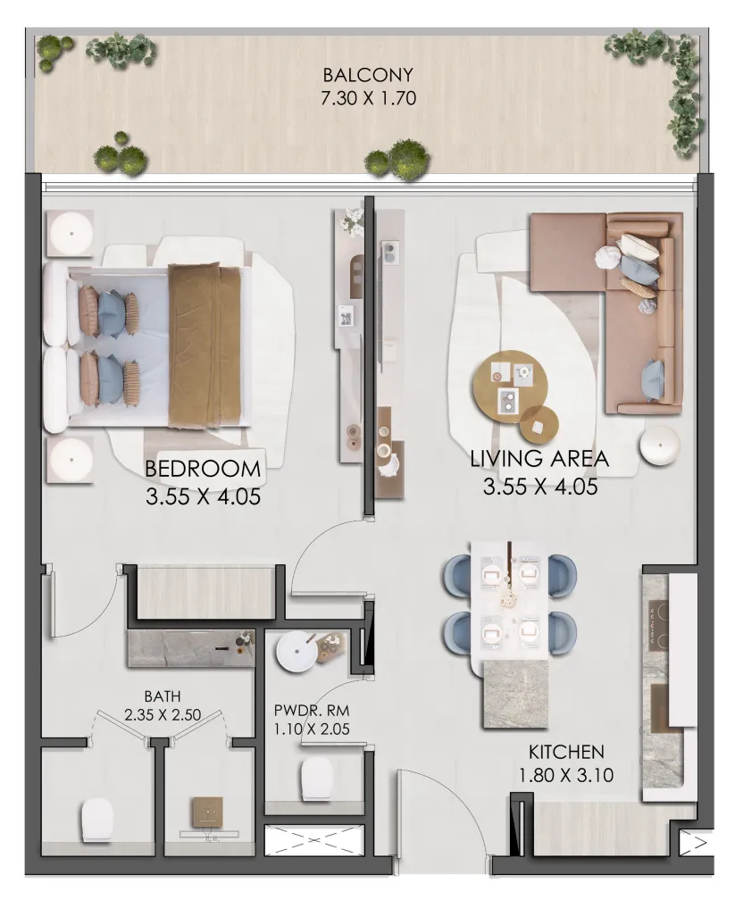 Prescott Legado by Prescott 1BR floor plan