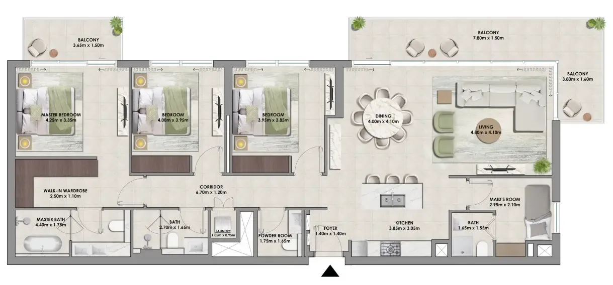 3 bedrooms floor plan