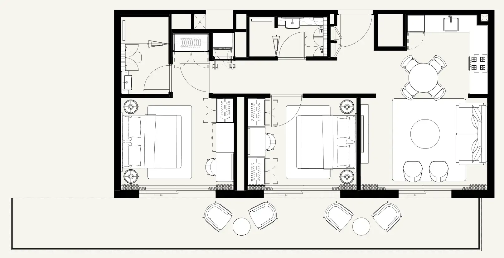 2 bedrooms floor plan