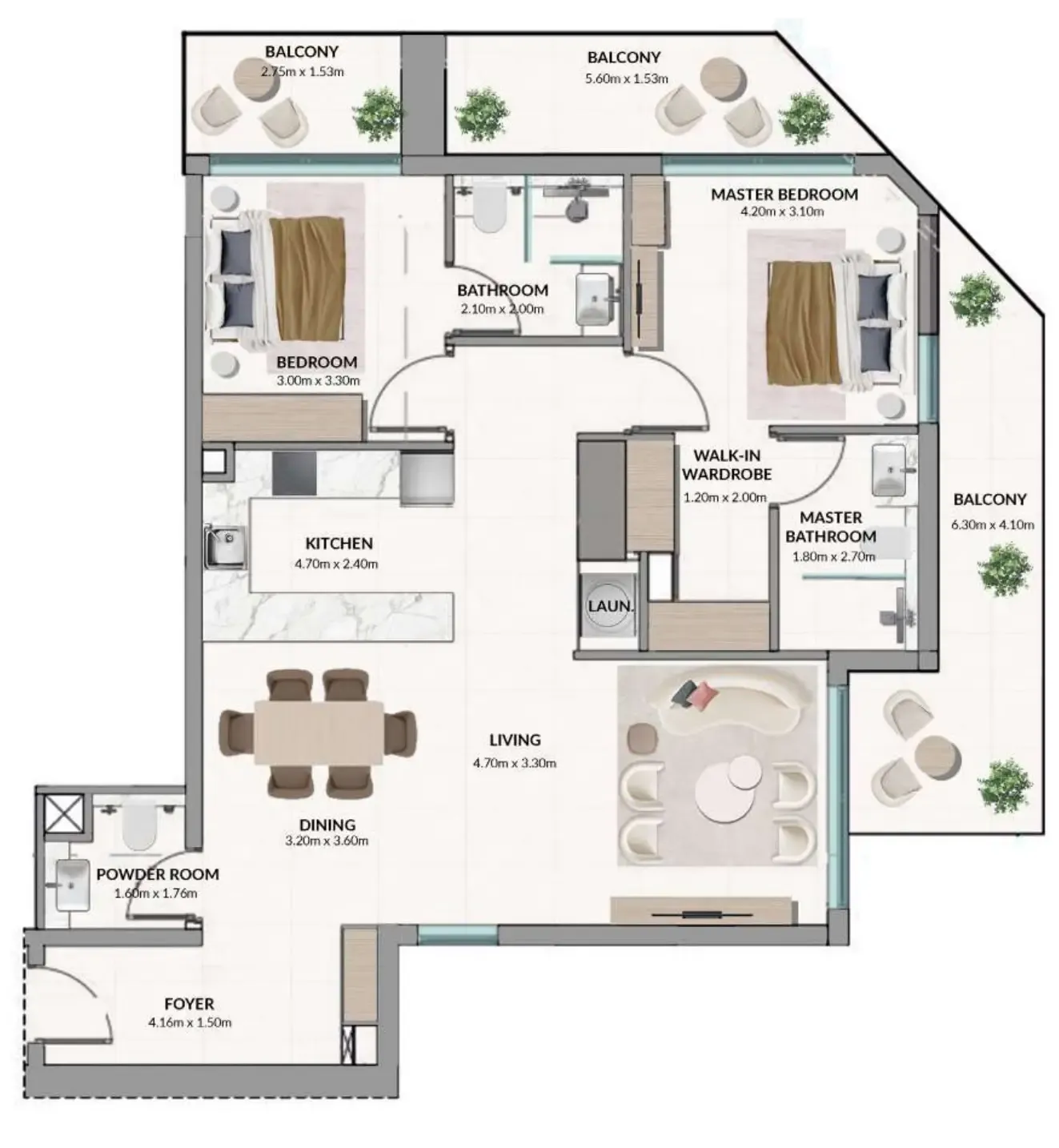 AMIS Development Woodland Terraces 2BR floor plan