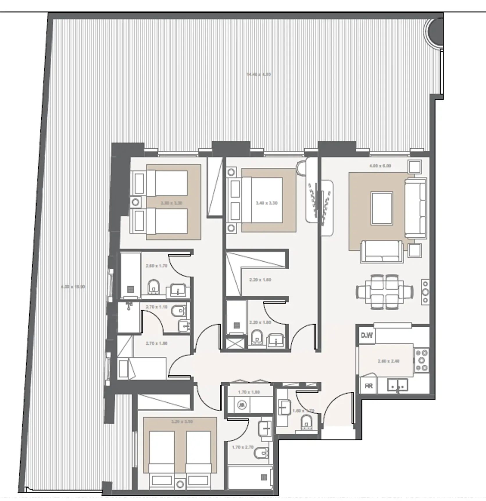 3 bedrooms floor plan