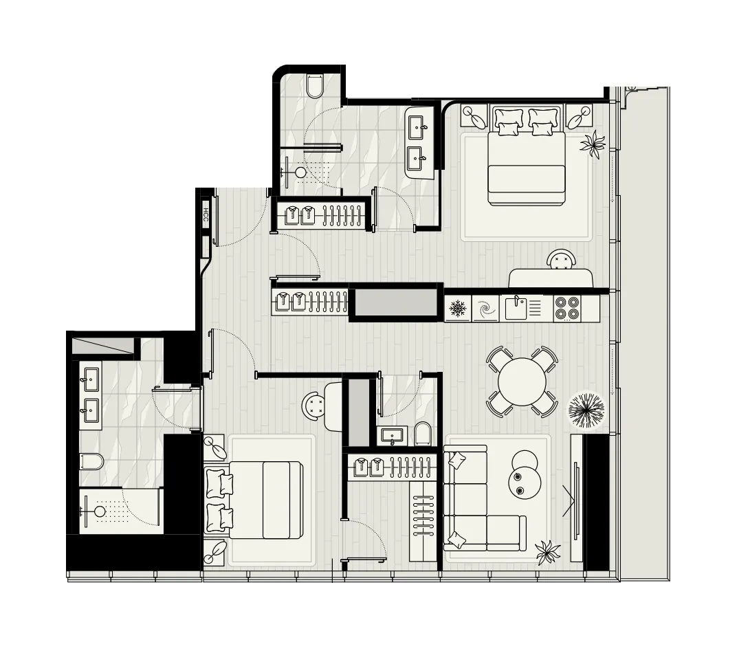 Mered Iconic Tower 2BR floor plan