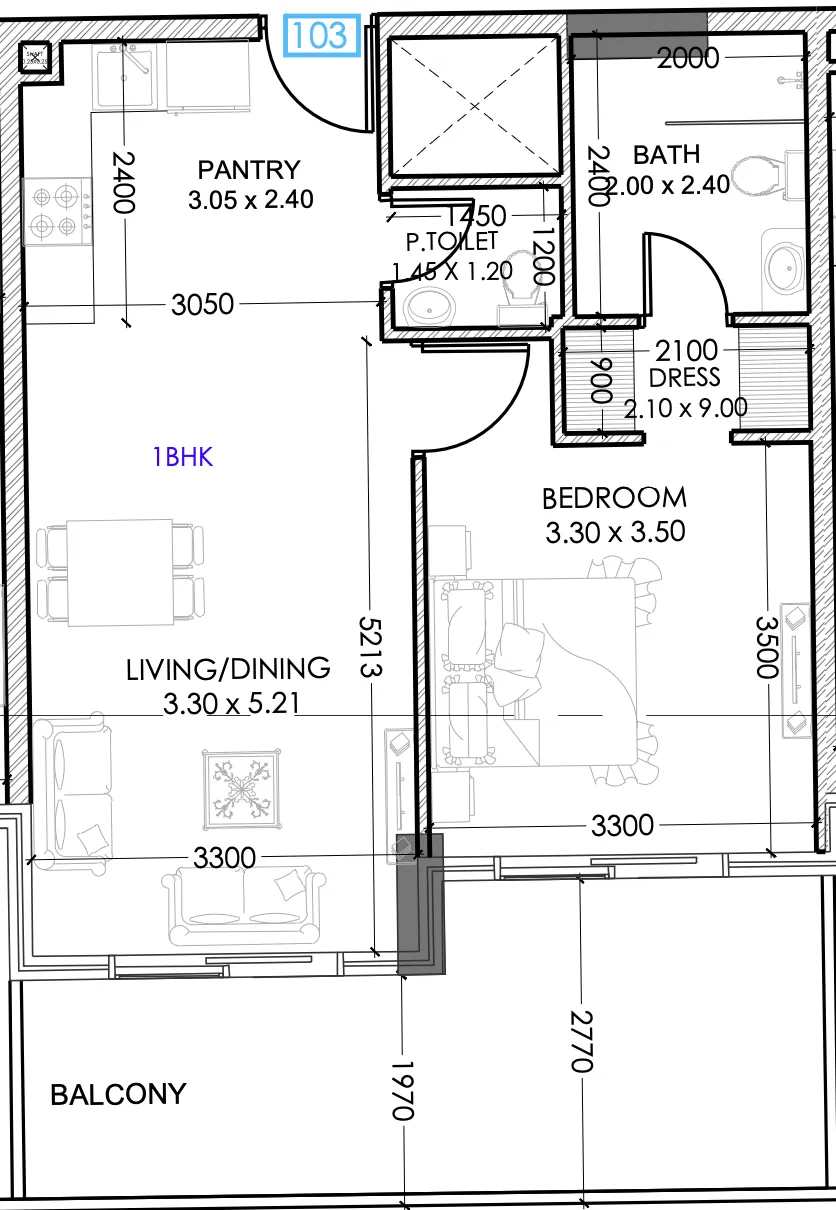 1 bed