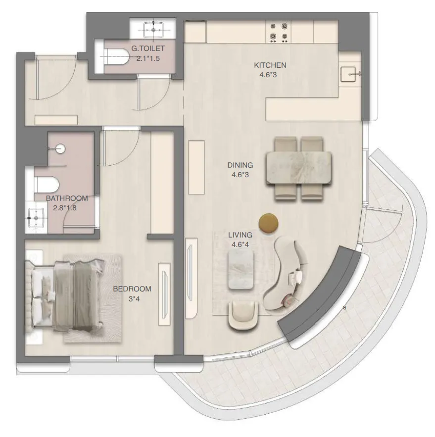 1 bed