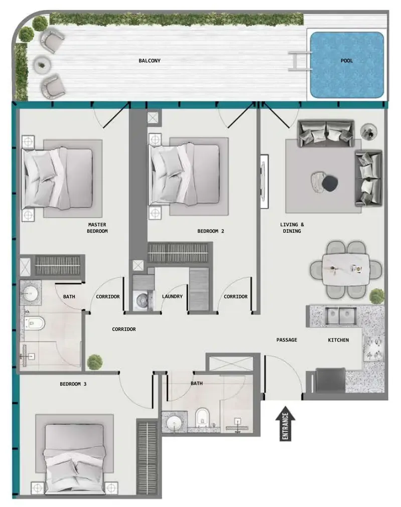 2 bed