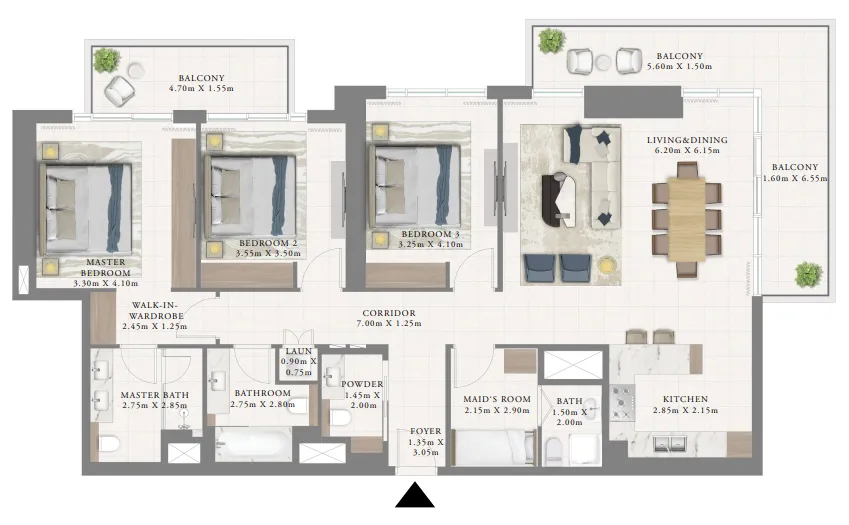 3 bedrooms floor plan