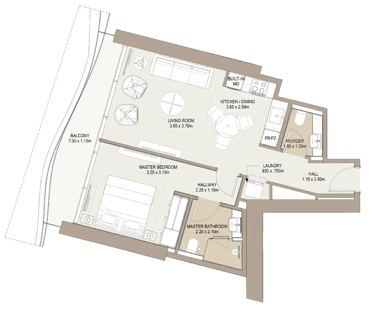 One Development Laguna Residence 1BR floor plan
